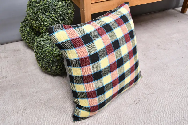 Pillow Case, Car Cushion Cover, Vintage Pillow, Handmade Kilim Cushion, 20x20 Red Cushion, Authentic Pillow Cover, Throw Kilim Pillow - 7