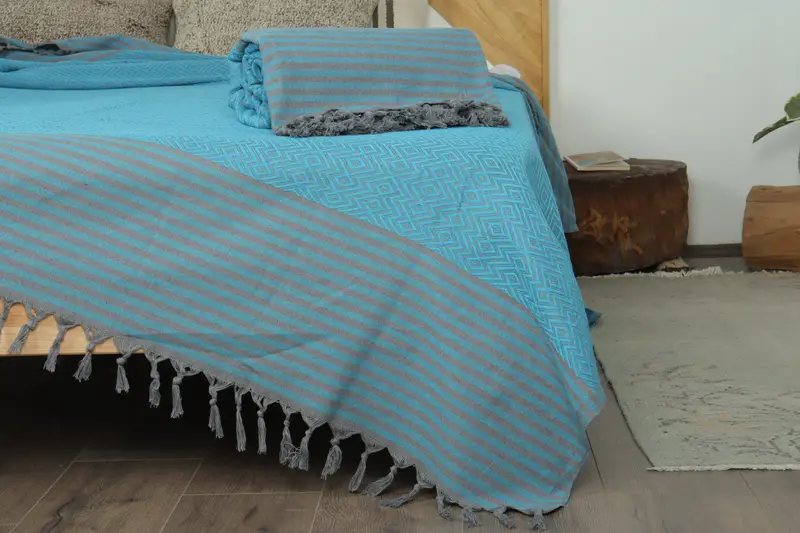 Custom Wedding Gift From Bridesmaid, Monogram Blanket, Bachelor Gift, Bedspread, Organic Throw, 104x80 Cotton Diamond Towel, Custom Blanket - 7