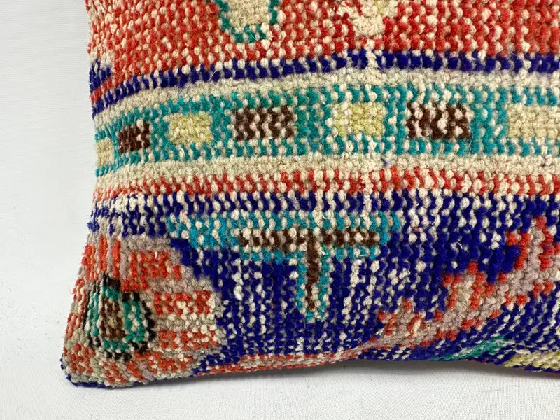 Vintage Kilim Throw Pillow, 14x14 Red Pillow Cover, Neutral Cushion Cover, Interior Designer Pillow, Cushion Case, Ethnical Kilim Rug Pillow - 2