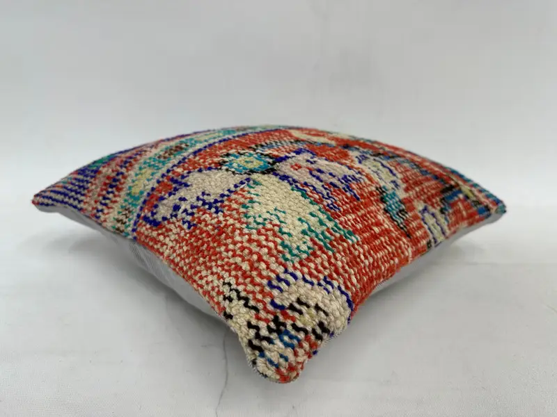 Vintage Kilim Throw Pillow, 14x14 Red Pillow Cover, Neutral Cushion Cover, Interior Designer Pillow, Cushion Case, Ethnical Kilim Rug Pillow - 6