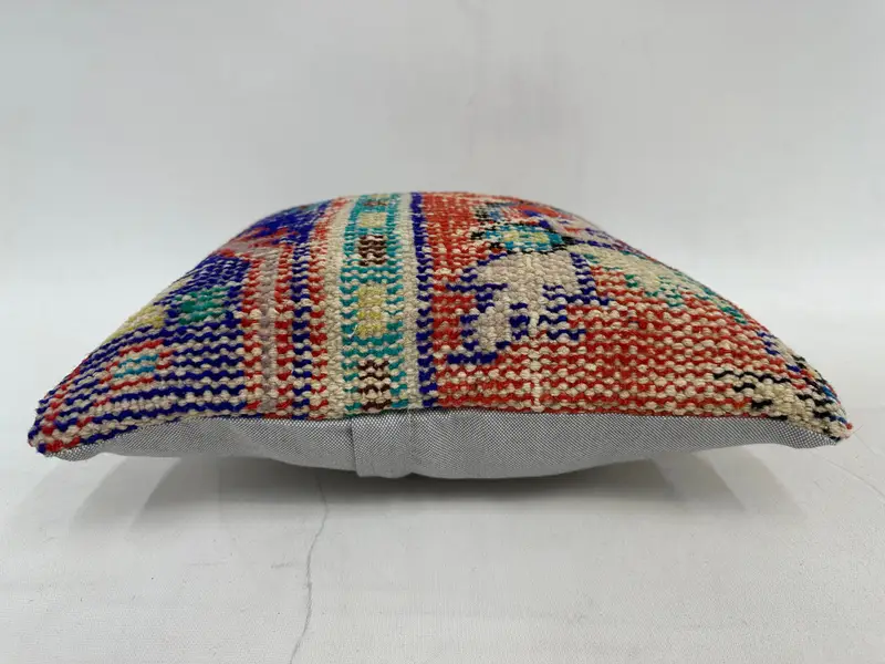 Vintage Kilim Throw Pillow, 14x14 Red Pillow Cover, Neutral Cushion Cover, Interior Designer Pillow, Cushion Case, Ethnical Kilim Rug Pillow - 5