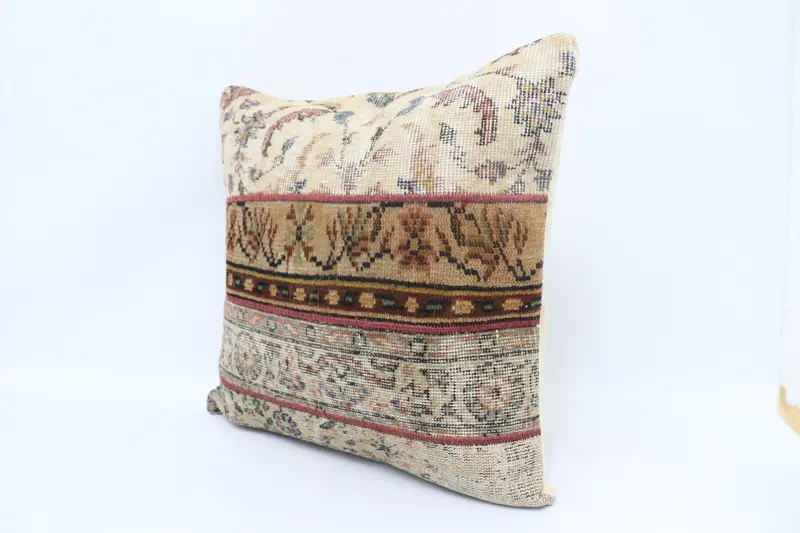 Vintage Kilim Pillow, Patio Pillow Sham, Ethnical Kilim Rug Pillow, Pillow Sham, Pillow for Sofa, Ottoman Pillow Sham, 28x28 White Cushion Case - 4