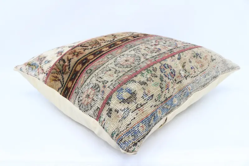 Vintage Kilim Pillow, Patio Pillow Sham, Ethnical Kilim Rug Pillow, Pillow Sham, Pillow for Sofa, Ottoman Pillow Sham, 28x28 White Cushion Case - 6