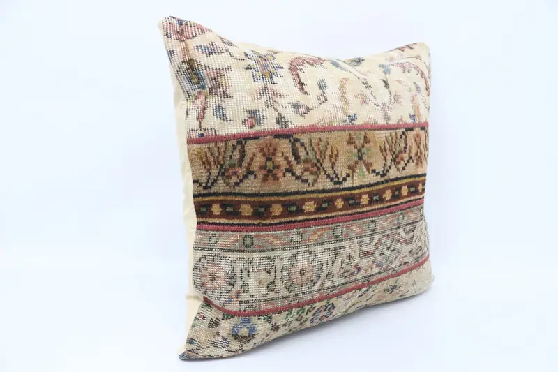 Vintage Kilim Pillow, Patio Pillow Sham, Ethnical Kilim Rug Pillow, Pillow Sham, Pillow for Sofa, Ottoman Pillow Sham, 28x28 White Cushion Case - 3