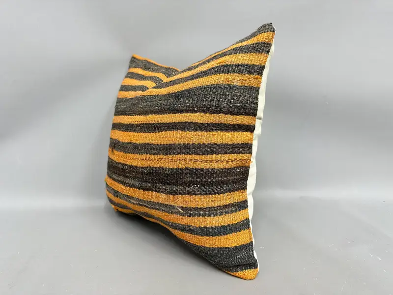 Throw Kilim Pillow, Cushion Cover, Vintage Throw Pillow Cover, 18x18 Orange Cushion Case, Pillow for Sofa, Boho Pillow Sham Cover - 3