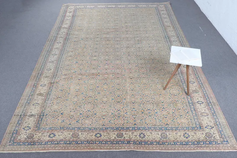 Alfombra de camuflaje azul naranja hecha a mano, 6,5x11,6 pies