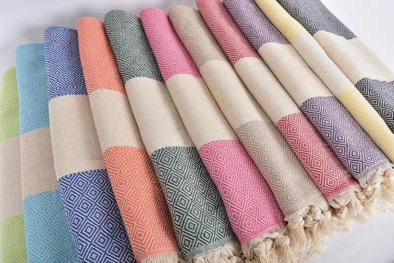 Beach Towel Bulk, Monogram Beach Towel, Luxury Turkish beach towel for summer vacation, Home Decor Gifts, Bride Gift, 70x40 Cotton Diamond Towel - 1