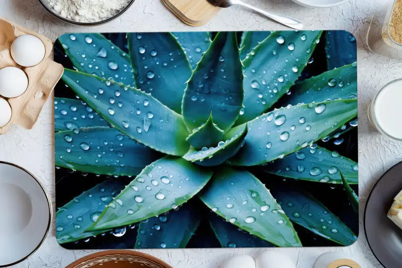 滑り止めの足付きのモダンなブルーガラスまな板