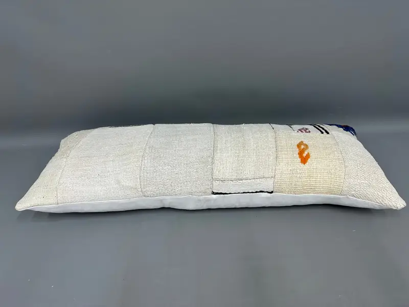 Turkish Pillow, Pillow, Throw Kilim Pillow, Outdoor Patio Pillow, 16x43 Beige Pillow Cover, Ottoman Cushion, Outdoor Patio Cushion, Boho Pillow - 7