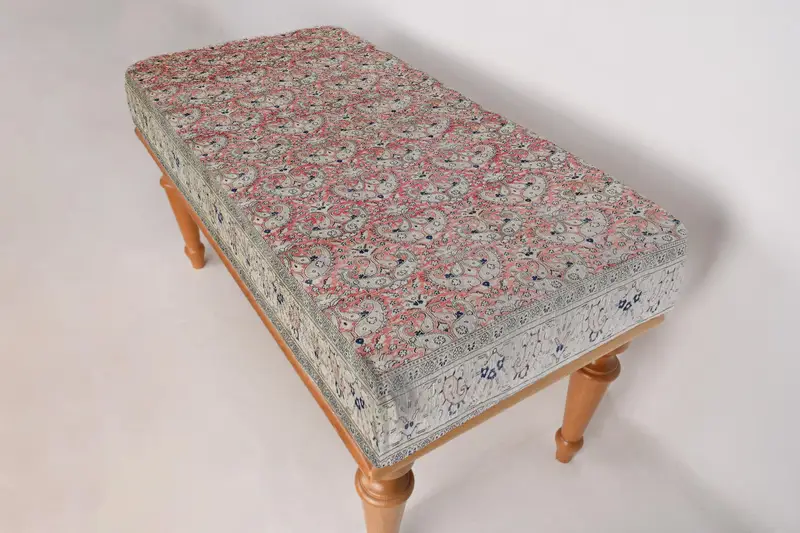 モジュール式キリム風オットマン、レッド＆ベージュ ウールブレンド ソファセット