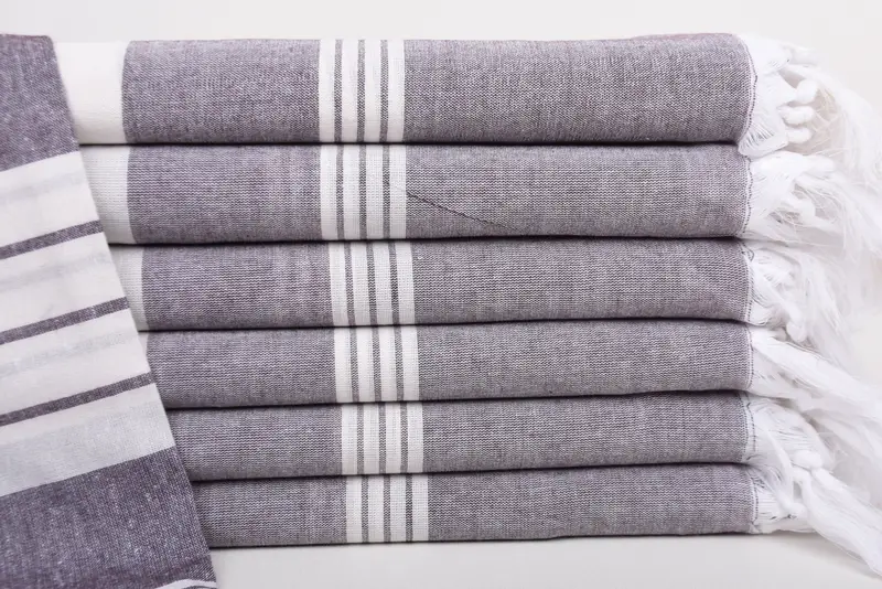 Beach Towel Personalized Turkish Cotton Dark Purple Stripes, 67x36 Inches