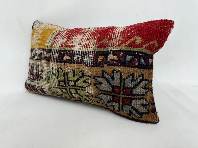 Interior Designer Pillow, Pillow, 12x20 Red Pillow Sham, Handwoven Pillow Cover Pillow, Turkish Kilim Pillow, Sofa Pillow Cover, Vintage Pillow - 3