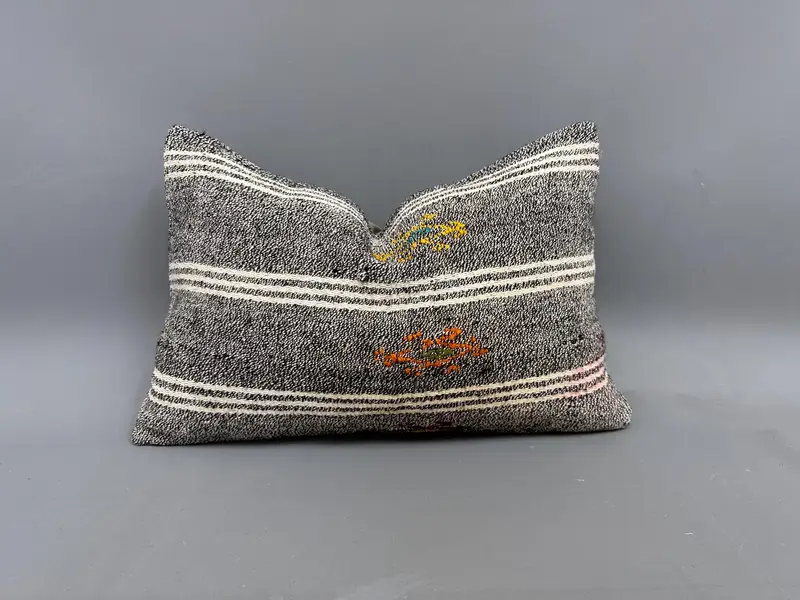 Handgewebtes türkisches Kelim-Wurfkissen, ethnisches Boho-Kissen