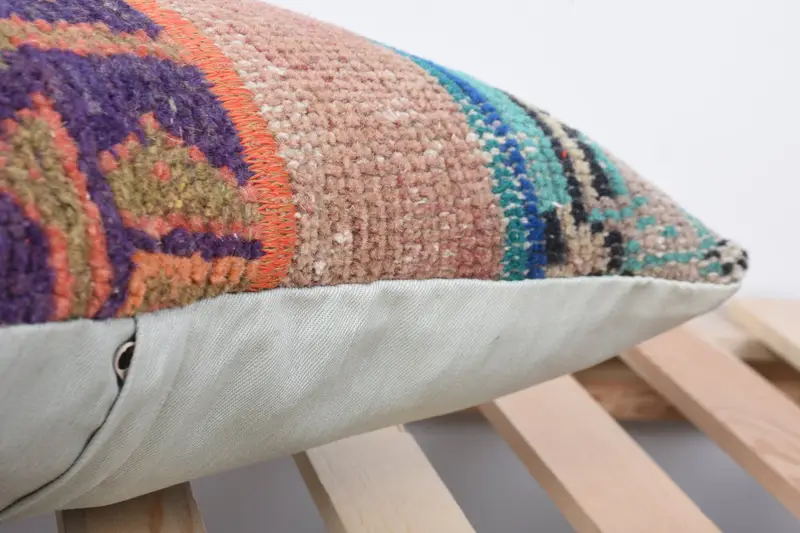Turkish Rugs Pillow Sham, Kilim Cushion Sham, Pillow for Sofa, Kilim Pillow Cover, Cotton Pillow Case, Pillow Sham, 16x16 Green Pillow Case - 7