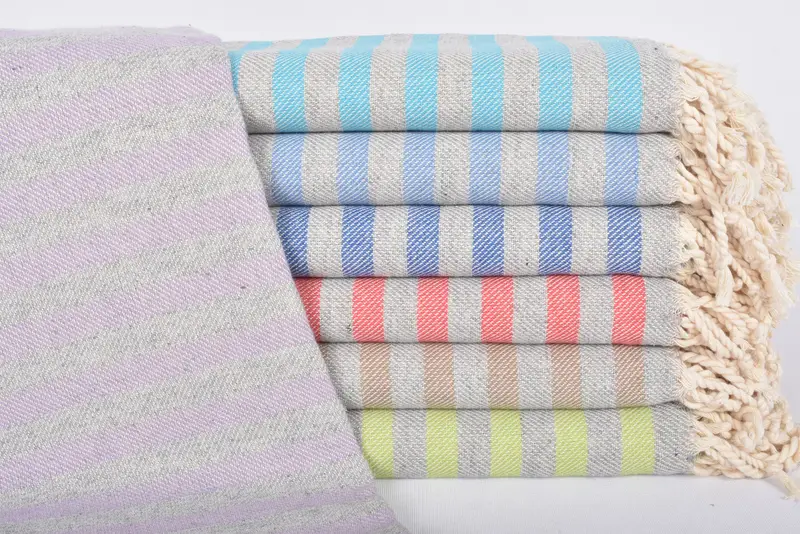 Beach Towel Monogrammed Turkish Cotton Blue Stripes, 70x36 Inches