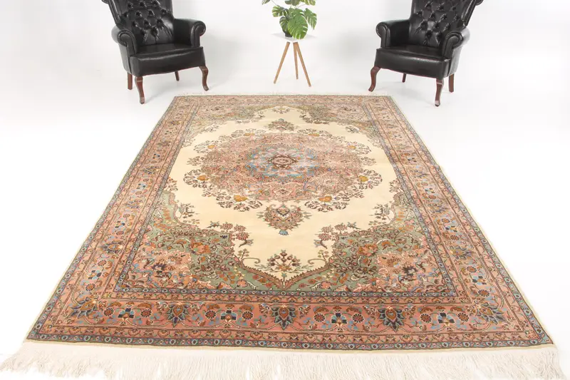 6,8 x 10,4 ft großer Vintage-Übergröße-Teppich, türkischer brauner Tarnteppich - 1