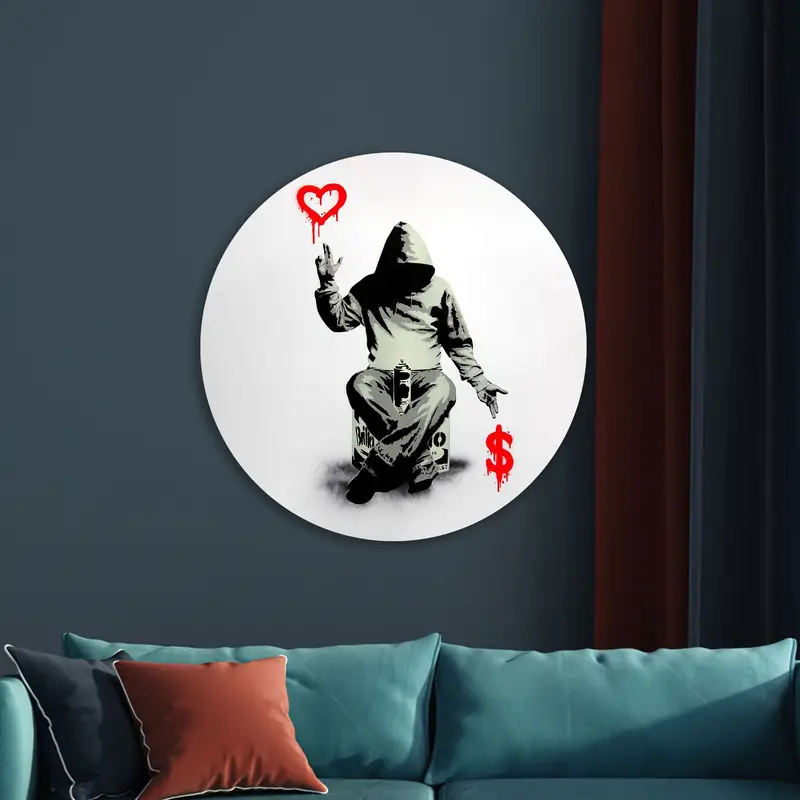 エレガントなプリントガラス: バンクシーにインスピレーションを得た現代の生活のためのアート