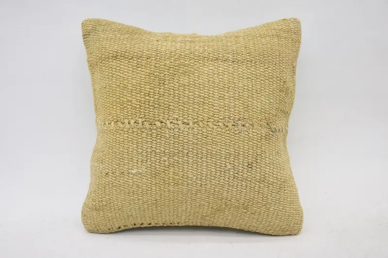 Vintage Kilim Throw Pillow, Farmhouse Pillow, Cushion, 12x12 Beige Pillow Sham, Square Throw Pillow Cover, Turkish Pillow, Kilim Pillow Cover - 1