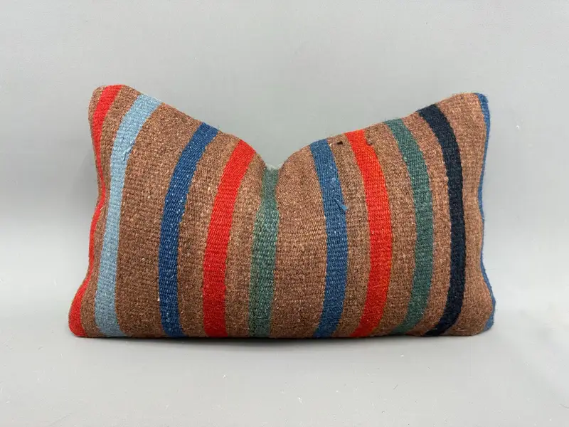 Pillow, Boho Throw Pillow Case, Vintage Kilim Pillow, Farmhouse Pillow Sham, Pillow for Couch, 12x20 Green Pillow, Turkish Kilim Pillow - 1