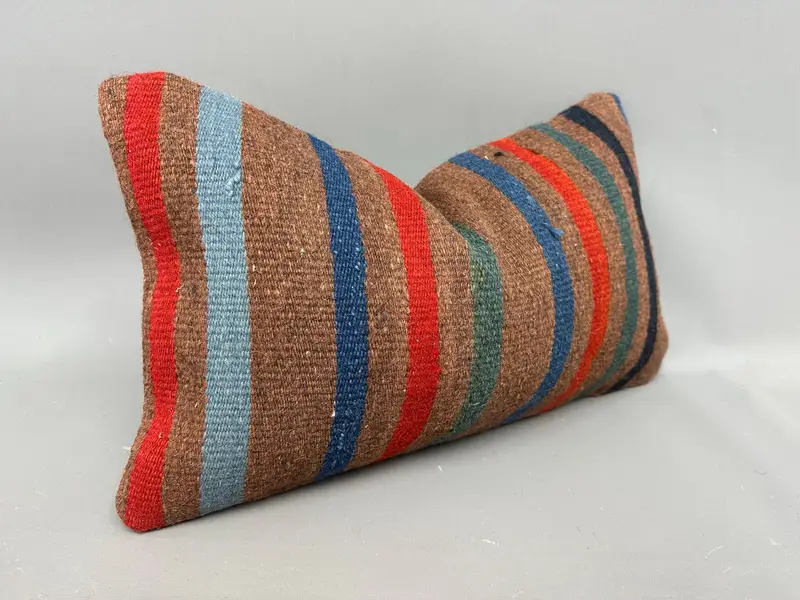 Pillow, Boho Throw Pillow Case, Vintage Kilim Pillow, Farmhouse Pillow Sham, Pillow for Couch, 12x20 Green Pillow, Turkish Kilim Pillow - 2