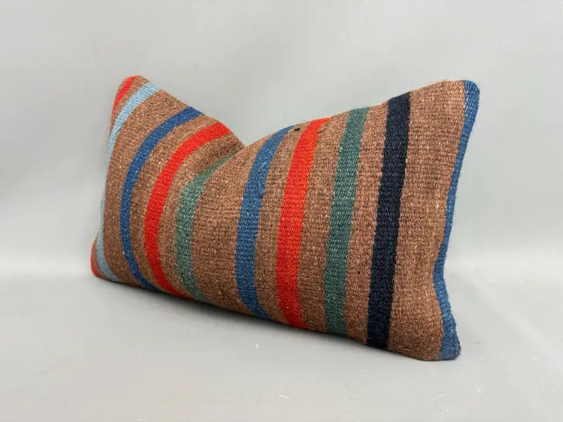 Pillow, Boho Throw Pillow Case, Vintage Kilim Pillow, Farmhouse Pillow Sham, Pillow for Couch, 12x20 Green Pillow, Turkish Kilim Pillow - 3