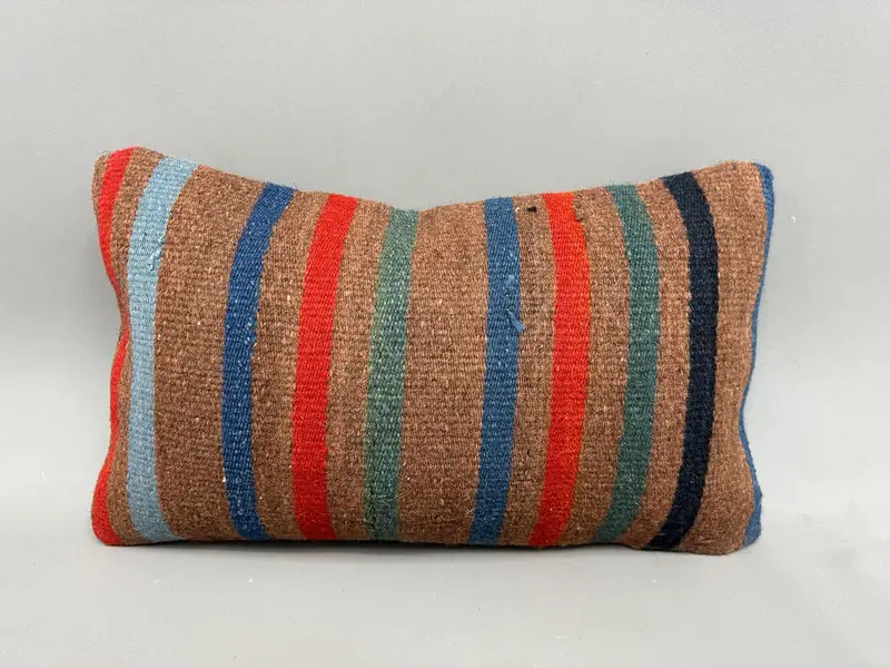 Pillow, Boho Throw Pillow Case, Vintage Kilim Pillow, Farmhouse Pillow Sham, Pillow for Couch, 12x20 Green Pillow, Turkish Kilim Pillow - 4