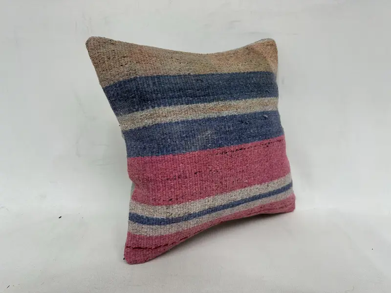 Home Decor Pillow, Throw Kilim Pillow, Muted Pillow, 16x16 Pink Cushion Cover, Bed Cushion, Ethnic Cushion, Boho Pillow Sham Cover, Pillow - 3