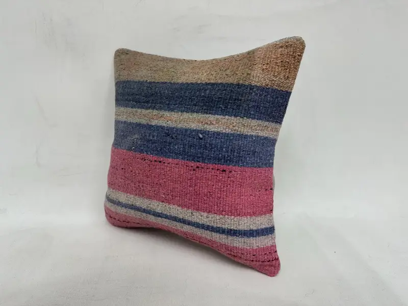 Home Decor Pillow, Throw Kilim Pillow, Muted Pillow, 16x16 Pink Cushion Cover, Bed Cushion, Ethnic Cushion, Boho Pillow Sham Cover, Pillow - 4