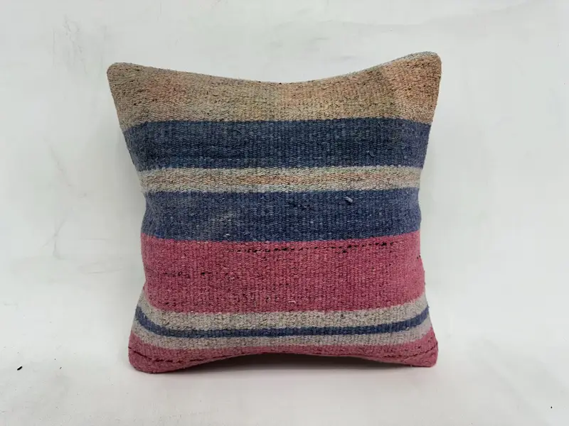 Home Decor Pillow, Throw Kilim Pillow, Muted Pillow, 16x16 Pink Cushion Cover, Bed Cushion, Ethnic Cushion, Boho Pillow Sham Cover, Pillow - 1