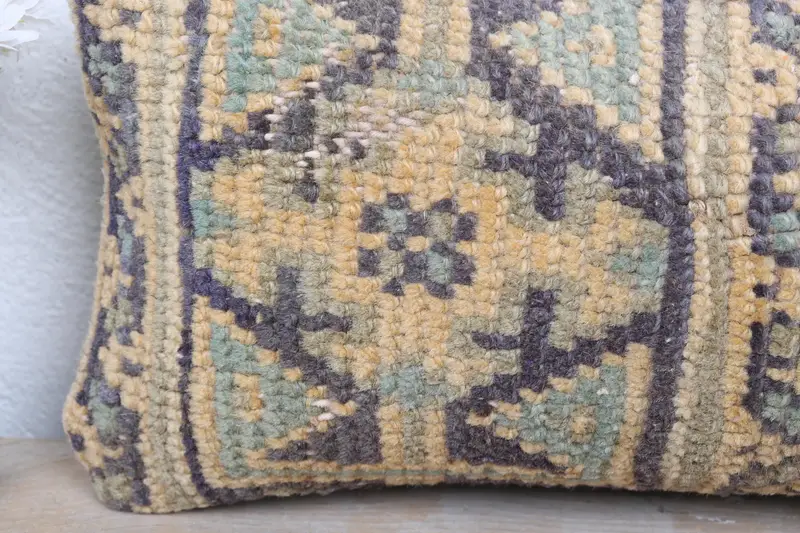Vintage Pillow, Turkish Kilim Pillow, Cushion, Pillow for Sofa, Boho Chic Pillow Case, 8x16 Blue Cushion Cover, Decorative Pillow Sham - 3