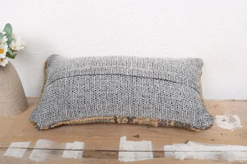 Vintage Pillow, Turkish Kilim Pillow, Cushion, Pillow for Sofa, Boho Chic Pillow Case, 8x16 Blue Cushion Cover, Decorative Pillow Sham - 7