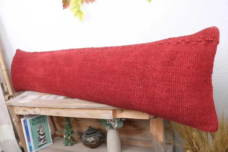 Traditional Pillow, Boho Pillow Sham Cover, 12x48 Orange Pillow Case, Home Decor Pillow, Ethnical Kilim Rug Pillow, Cushion Case - 4