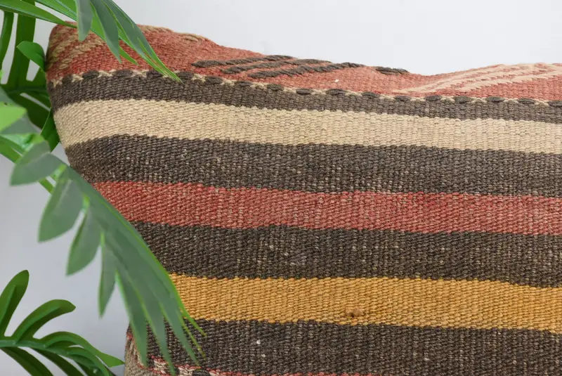Boho Pillow, Throw Kilim Pillow, Vintage Pillow, 20x20 Brown Pillow Case, Nomadic Cushion Cover, Armchair Cushion Case, Pillow, Sofa Pillow Cover - 2