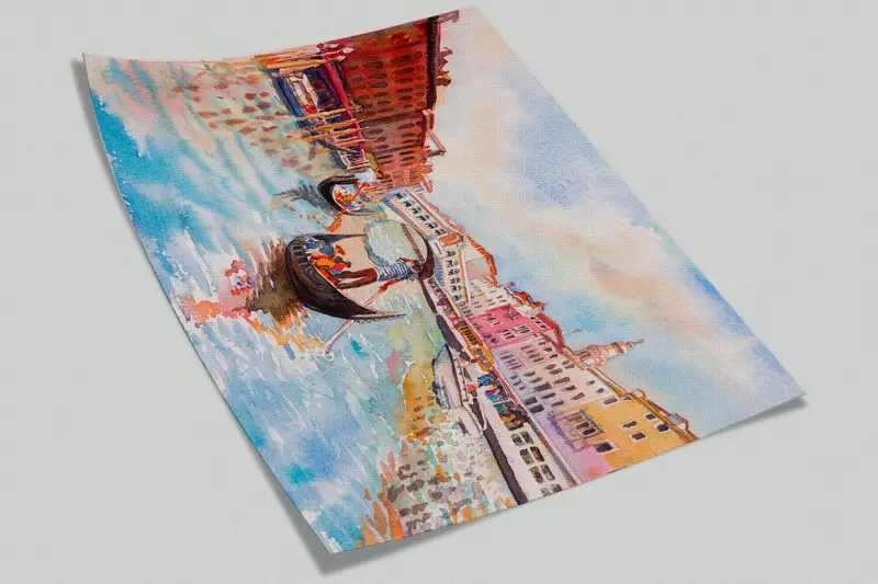 Abstraktes Hintergrund, benutzerdefiniertes Handy, modernes Handlungenpapier, Papierwandkunst, Blick auf Wandmalerei, Venedigkanalmalerei, Italien Wanddruck, - 9
