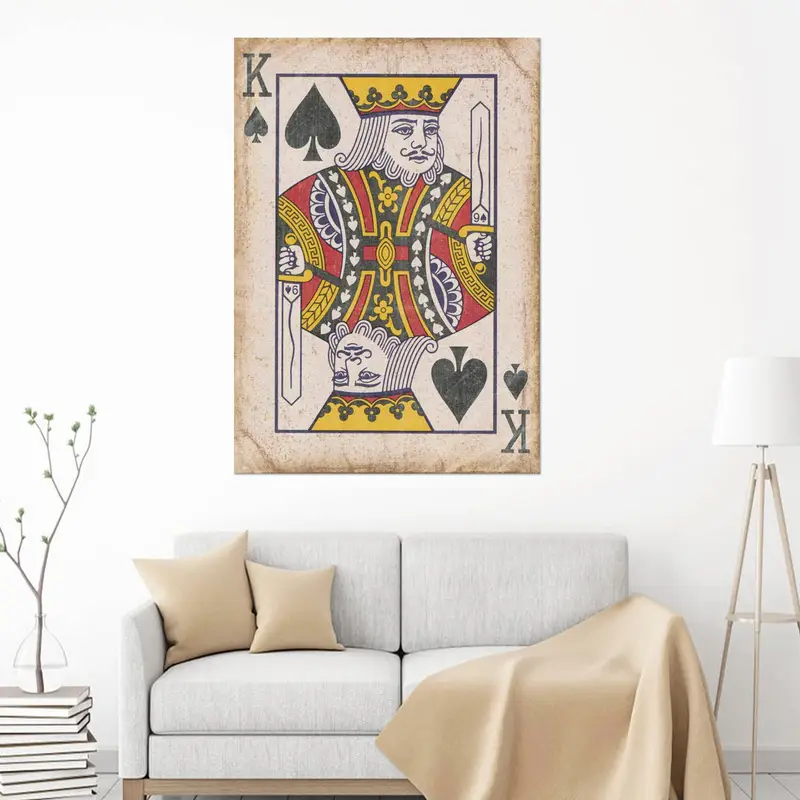 Maça Kralı, Maça Kralı Tuval, Maça Kralı Duvar Sanatı, Maça Kralı Baskı, Kırbaz Poster, Vintage Card, Oynat Kart Sanatı - 3
