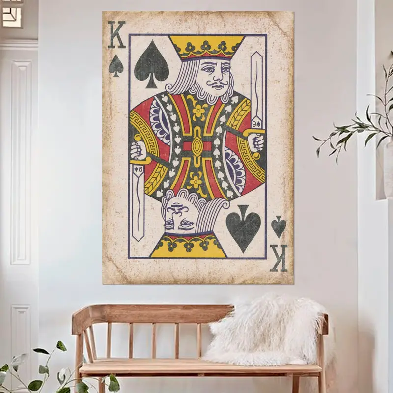 Maça Kralı, Maça Kralı Tuval, Maça Kralı Duvar Sanatı, Maça Kralı Baskı, Kırbaz Poster, Vintage Card, Oynat Kart Sanatı - 1