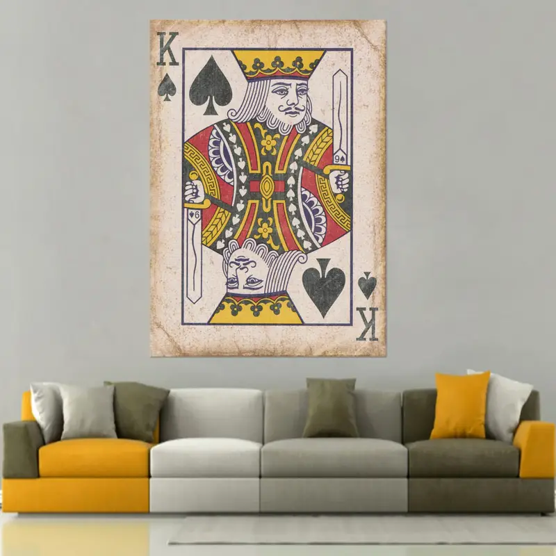 Maça Kralı, Maça Kralı Tuval, Maça Kralı Duvar Sanatı, Maça Kralı Baskı, Kırbaz Poster, Vintage Card, Oynat Kart Sanatı - 2