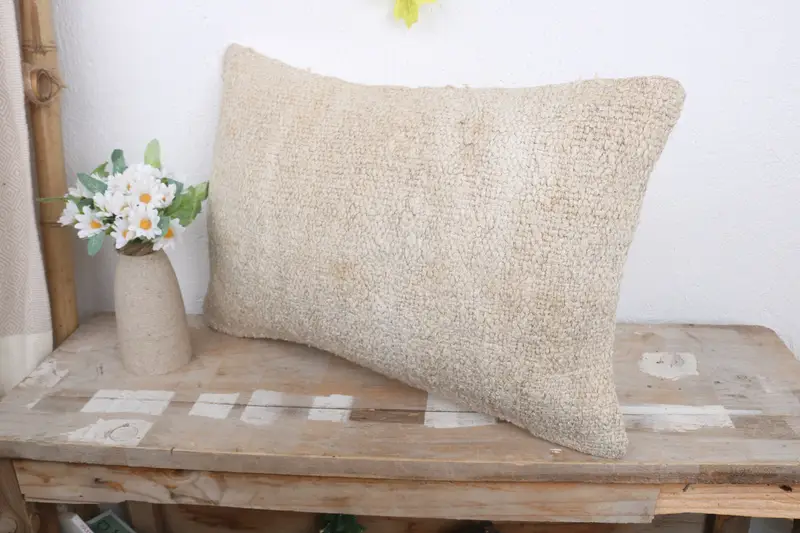 Traditional Cushion, Ethnical Kilim Rug Pillow, Pillow, Decorative Throw Pillow Case, Kilim Pillow Cover, 12x20 White Pillow, Boho Pillow - 4