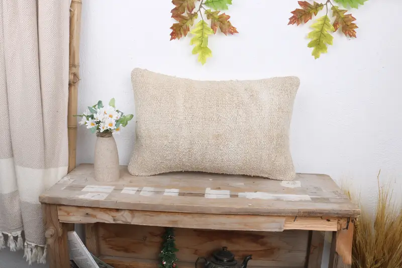 Traditional Cushion, Ethnical Kilim Rug Pillow, Pillow, Decorative Throw Pillow Case, Kilim Pillow Cover, 12x20 White Pillow, Boho Pillow - 1