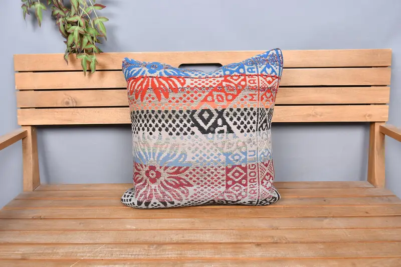 Cushion Cover, Cotton Pillow, Kilim Pillow Cover, Neutral Pillow, Gift Pillow, 20x20 White Pillow Sham, Turkish Kilim Pillow, Chair Pillow - 6