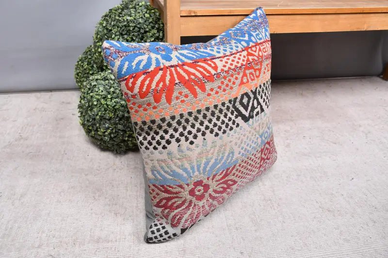 Cushion Cover, Cotton Pillow, Kilim Pillow Cover, Neutral Pillow, Gift Pillow, 20x20 White Pillow Sham, Turkish Kilim Pillow, Chair Pillow - 7