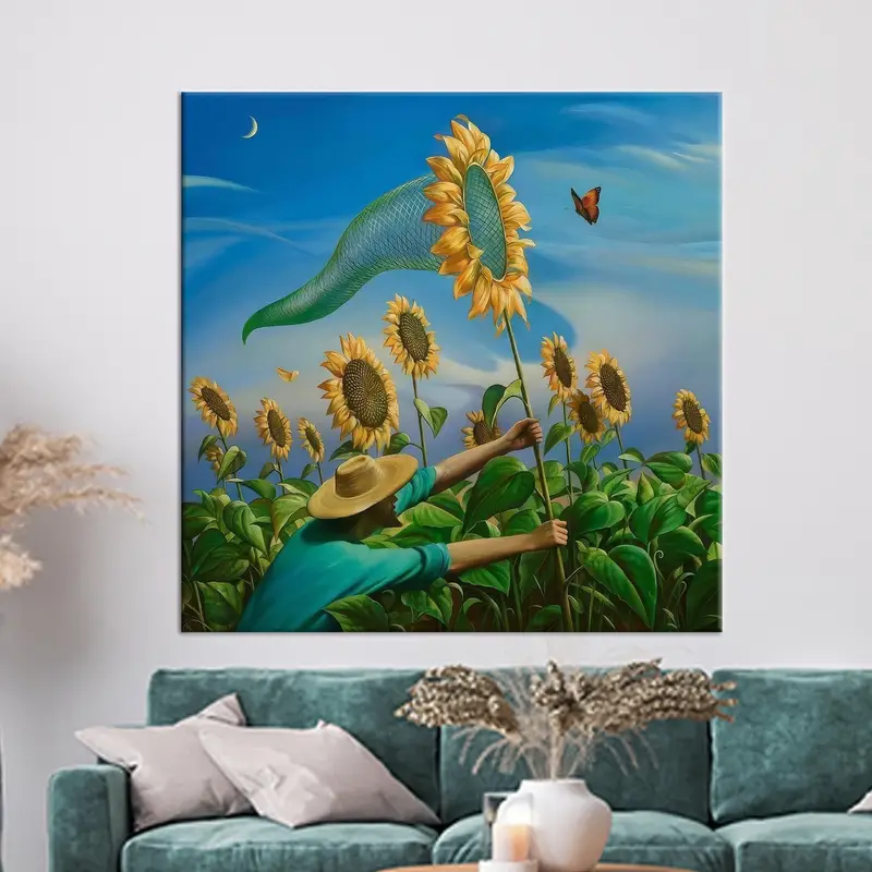 Elegant Coastal Farmhouse Canvas: Abstract Floral Bliss