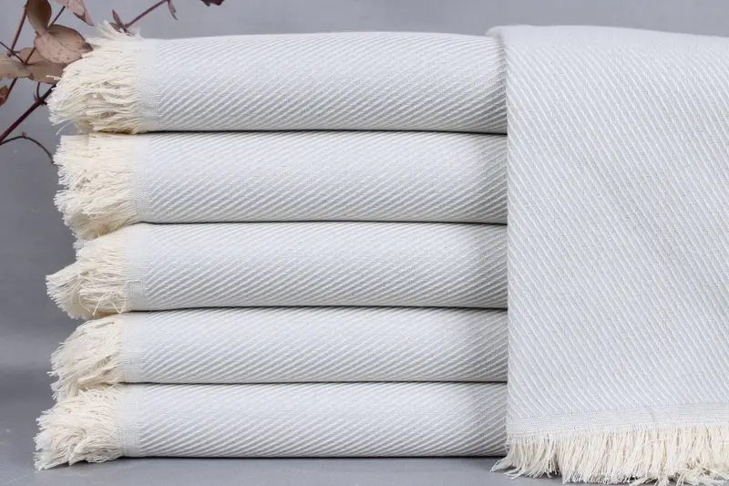 Organic Beach Towel Gray Striped Bath Towel, Beige, 36x71 Inches