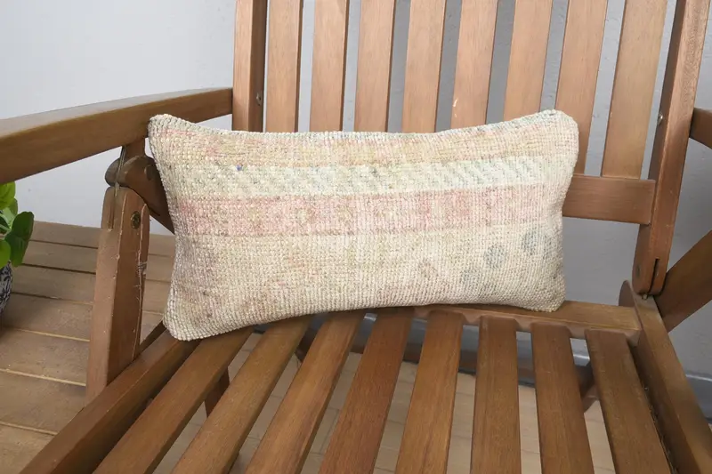 Neutral Throw Cushion Cover, Cushion Case, Ethnic Cushion Case, Boho Pillow, Home Decor Pillow, Kilim Pillow, 8x16 Beige Pillow Cover - 1