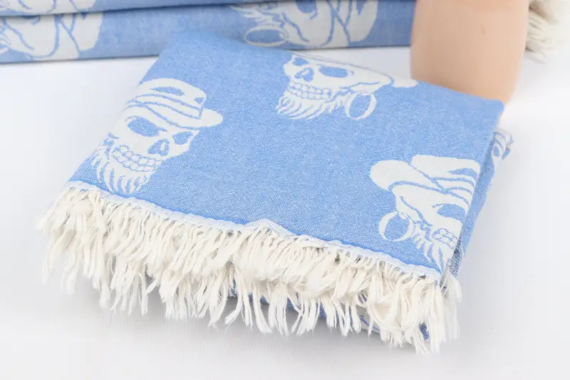 Wedding Gift, Turkish Beach Towel Personalized, Organic Turkish towel, Bridesmaid Proposal Gift, 70x36 Cotton Skull Patterned Towel, Bridesmaid Gift - 6