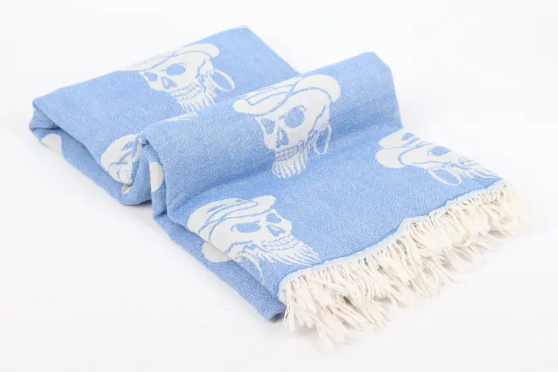 Wedding Gift, Turkish Beach Towel Personalized, Organic Turkish towel, Bridesmaid Proposal Gift, 70x36 Cotton Skull Patterned Towel, Bridesmaid Gift - 7
