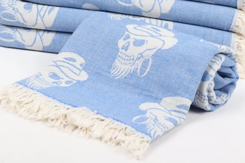 Wedding Gift, Turkish Beach Towel Personalized, Organic Turkish towel, Bridesmaid Proposal Gift, 70x36 Cotton Skull Patterned Towel, Bridesmaid Gift - 5