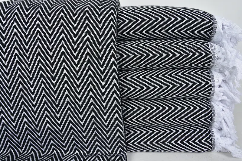 Woven Blanket, 96x80 Cotton Chevron Towel, Decorative Bedspread, Turkish Blanket Throw, Wedding Gift, Bachelorette Party Favors, Housewarming Gift - 1
