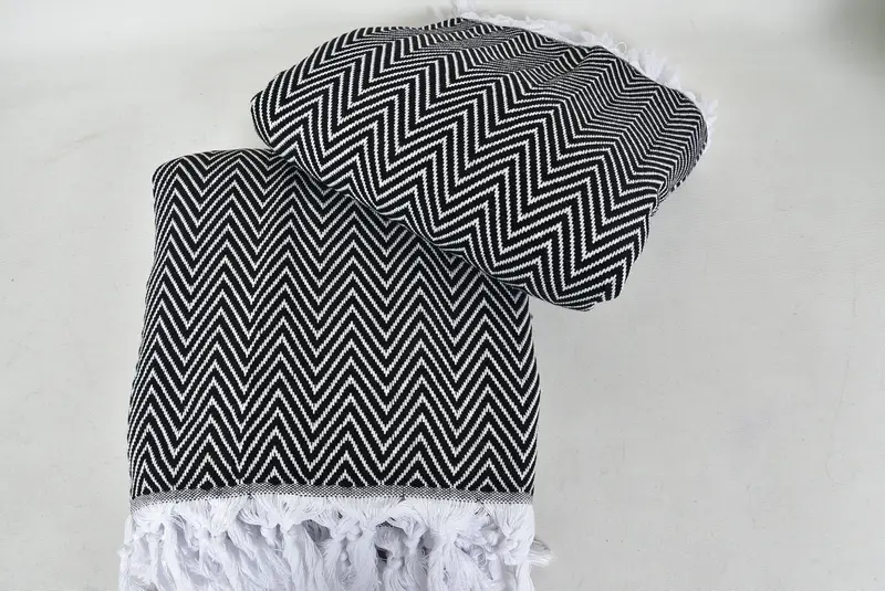 Woven Blanket, 96x80 Cotton Chevron Towel, Decorative Bedspread, Turkish Blanket Throw, Wedding Gift, Bachelorette Party Favors, Housewarming Gift - 6