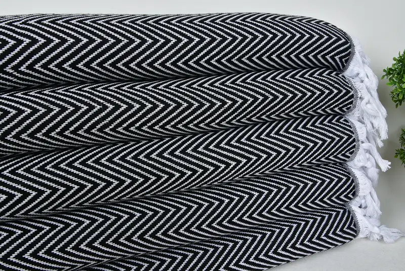 Woven Blanket, 96x80 Cotton Chevron Towel, Decorative Bedspread, Turkish Blanket Throw, Wedding Gift, Bachelorette Party Favors, Housewarming Gift - 3